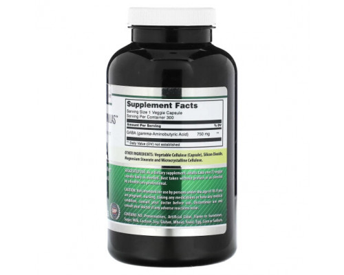 Аминокислоты Amazing Nutrition, ГАМК, 750 мг, 300 растительных капсул Аминокислоты Amazing Nutrition, ГАМК, 750 мг, 300 растительных капсул