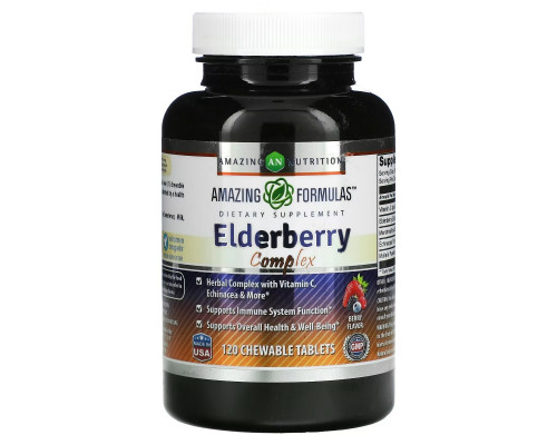 Amazing Nutrition, Elderberry Complex, Berry, 120 Chewable Tablets