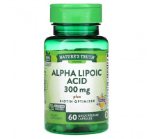 Антиоксиданты Nature's Truth, Vitamins, альфа-липоевая кислота, 300 мг, 60 капсул с быстрым высвобождением