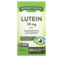 Nature's Truth, Lutein plus Zeaxanthin & Bilberry, 20 mg, 39 Quick Release Softgels