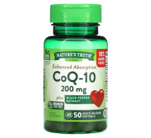 Коэнзим Q10 Nature's Truth, Enhanced Absorbs, CoQ-10, 200 мг, 50 капсул с быстрым высвобождением