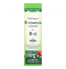 Витамины группы B Nature's Truth, Vitamins, жидкий сублингвальный комплекс витаминов группы B и витамин B12, натуральные ягоды, 59 мл (2 жидк. Унции)
