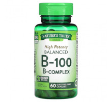 Витамины группы B Nature's Truth, Balanced B-100, высокая эффективность, 60 капсул с быстрым высвобождением