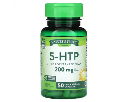 Для похудения и контроля веса Nature's Truth, 5-HTP, 100 мг, 50 капсул быстрого высвобождения Для похудения и контроля веса Nature's Truth, 5-HTP, 100 мг, 50 капсул быстрого высвобождения
