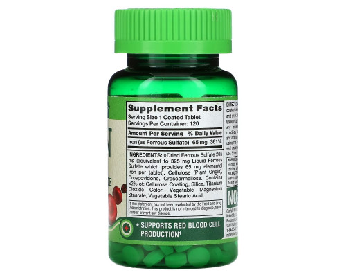 Nature's Truth, Iron, 65 mg, 120 Coated Tablets Nature's Truth, Iron, 65 mg, 120 Coated Tablets