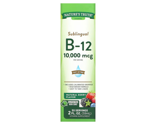 Nature's Truth, Sublingual B-12, Natural Berry, 10,000 mcg, 2 fl oz (59 ml) Nature's Truth, Sublingual B-12, Natural Berry, 10,000 mcg, 2 fl oz (59 ml)