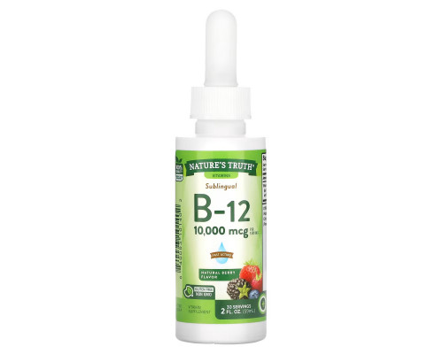 Nature's Truth, Sublingual B-12, Natural Berry, 10,000 mcg, 2 fl oz (59 ml) Nature's Truth, Sublingual B-12, Natural Berry, 10,000 mcg, 2 fl oz (59 ml)