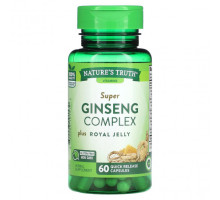 Женьшень Nature's Truth, Super Ginseng Complex Plus, маточное молочко, 60 капсул с быстрым высвобождением
