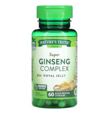 Женьшень Nature's Truth, Super Ginseng Complex Plus, маточное молочко, 60 капсул с быстрым высвобождением