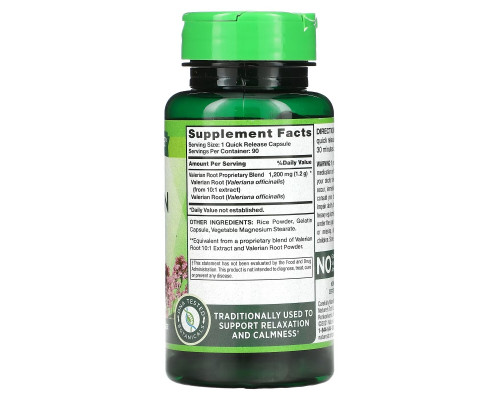 Nature's Truth, Valerian Root, 1,200 mg, 90 Quick Release Capsules Nature's Truth, Valerian Root, 1,200 mg, 90 Quick Release Capsules
