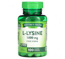 Аминокислоты Nature's Truth, L-лизин, 1000 мг, 100 капсул, покрытых оболочкой