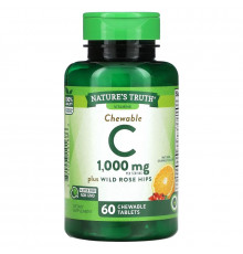 Nature's Truth, Chewable Vitamin C Plus Wild Rose Hips, Natural Orange, 500 mg, 60 Chewable Tablets