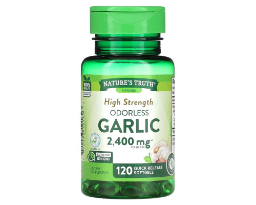 Nature's Truth, High Strength Odorless Garlic, 1,200 mg, 120 Quick Release Softgels Nature's Truth, High Strength Odorless Garlic, 1,200 mg, 120 Quick Release Softgels