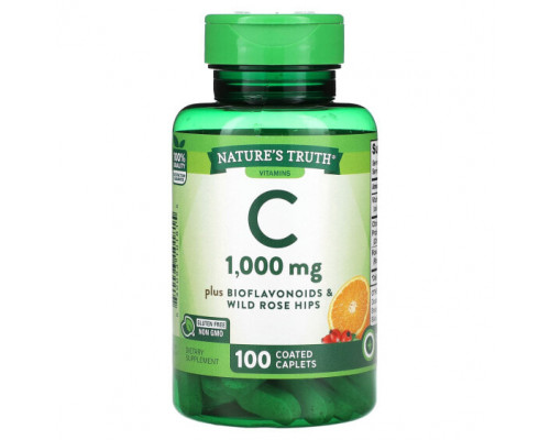 Витамин C Nature's Truth, Витамин C, 1000 мг, 100 капсул в оболочке