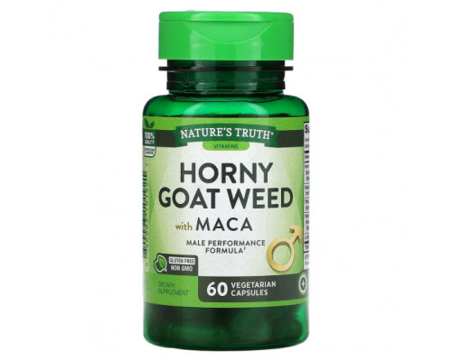 Мужское здоровье Nature's Truth, Травка из Horny Goat Weed с макой, 60 вегетарианских капсул Мужское здоровье Nature's Truth, Травка из Horny Goat Weed с макой, 60 вегетарианских капсул