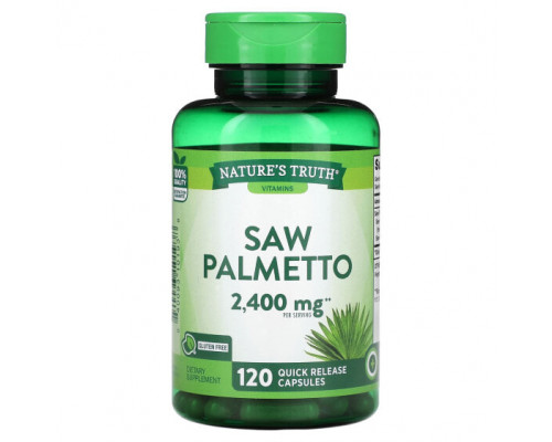 Мужское здоровье Nature's Truth, Saw Palmeto, 1200 мг, 120 капсул с быстрым высвобождением Мужское здоровье Nature's Truth, Saw Palmeto, 1200 мг, 120 капсул с быстрым высвобождением