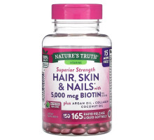 Nature's Truth, Hair, Skin & Nails with Biotin, 5,000 mcg , 165 Rapid Release Liquid Softgels