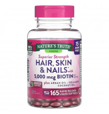 Nature's Truth, Hair, Skin & Nails with Biotin, 5,000 mcg , 165 Rapid Release Liquid Softgels