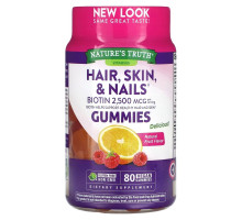 Nature's Truth, Hair, Skin & Nails, Natural Fruit, 1,250 mcg, 80 Vegan Gummies