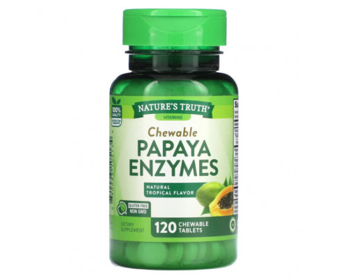 Пищеварительные ферменты Chewable Papaya Enzymes, Natural Tropical, 120 Chewable Tablets Пищеварительные ферменты Chewable Papaya Enzymes, Natural Tropical, 120 Chewable Tablets