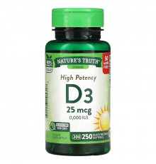Nature's Truth, High Potency Vitamin D3, 25 mcg (1,000 IU), 250 Quick Release Softgels