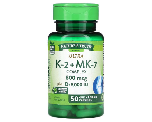 Nature's Truth, K-2 + MK-7 Complex, 800 mcg, 50 Quick Release Capsules Nature's Truth, K-2 + MK-7 Complex, 800 mcg, 50 Quick Release Capsules