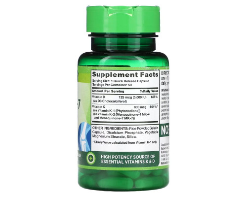 Nature's Truth, K-2 + MK-7 Complex, 800 mcg, 50 Quick Release Capsules Nature's Truth, K-2 + MK-7 Complex, 800 mcg, 50 Quick Release Capsules