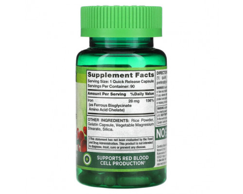 Железо Nature's Truth, Easy Iron, 28 мг, 90 капсул быстрого высвобождения Железо Nature's Truth, Easy Iron, 28 мг, 90 капсул быстрого высвобождения