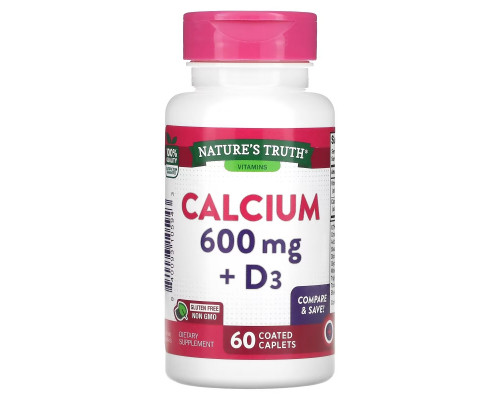 Nature's Truth, Calcium + D3, 60 Coated Caplets Nature's Truth, Calcium + D3, 60 Coated Caplets