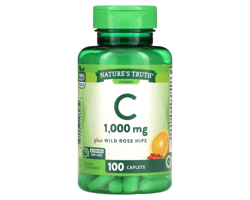 Nature's Truth, Vitamin C Plus Wild Rose Hips, 1,000 mg, 100 Caplets Nature's Truth, Vitamin C Plus Wild Rose Hips, 1,000 mg, 100 Caplets