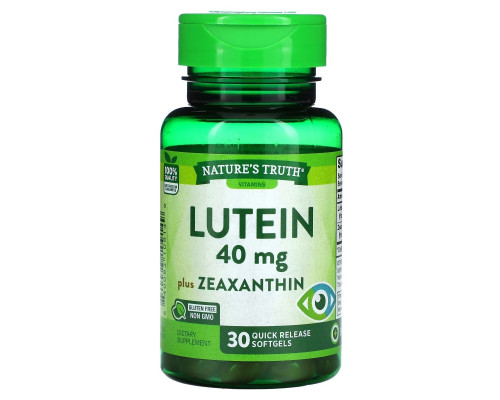 Nature's Truth, Lutein, Plus Zeaxanthin, 40 mg, 30 Quick Release Softgels Nature's Truth, Lutein, Plus Zeaxanthin, 40 mg, 30 Quick Release Softgels