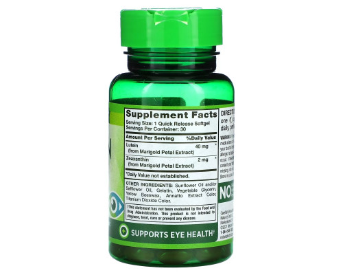 Nature's Truth, Lutein, Plus Zeaxanthin, 40 mg, 30 Quick Release Softgels Nature's Truth, Lutein, Plus Zeaxanthin, 40 mg, 30 Quick Release Softgels
