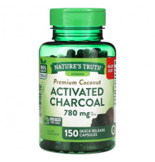 Растительные масла Nature's Truth, Vitamins, кокосовый активированный уголь премиального качества, 260 мг, 150 капсул с быстрым высвобождением