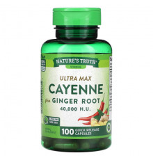 Овощи Nature's Truth, Vitamins, Ultra Max Cayenne с корнем имбиря, 100 капсул быстрого высвобождения