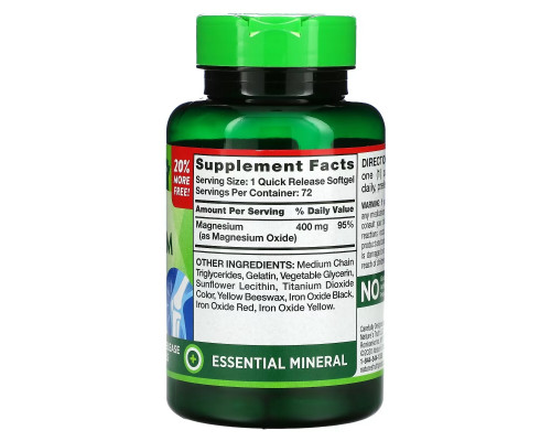 Nature's Truth, Extra Strength Magnesium, 400 mg, 72 Quick Release Softgels Nature's Truth, Extra Strength Magnesium, 400 mg, 72 Quick Release Softgels