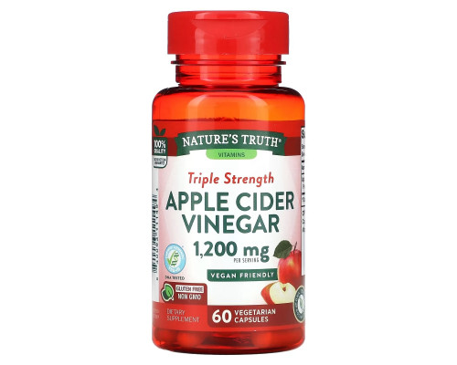 Nature's Truth, Triple Strength Apple Cider Vinegar, 600 mg, 60 Vegetarian Capsules Nature's Truth, Triple Strength Apple Cider Vinegar, 600 mg, 60 Vegetarian Capsules