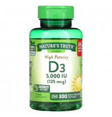 Nature's Truth, High Potency Vitamin D3, 125 mcg (5000 IU), 300 Quick Release Softgels