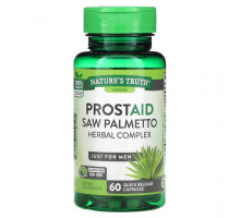 Мужское здоровье Nature's Truth, ProstAid Saw Palmetto, травяной комплекс, 60 капсул с быстрым высвобождением