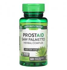 Мужское здоровье Nature's Truth, ProstAid Saw Palmetto, травяной комплекс, 60 капсул с быстрым высвобождением