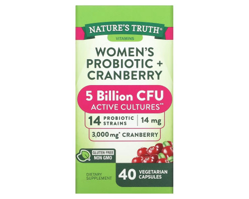 Nature's Truth, Women's Probiotic + Cranberry, 40 Vegetarian Capsules Nature's Truth, Women's Probiotic + Cranberry, 40 Vegetarian Capsules