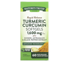 Nature's Truth, Turmeric Curcumin plus Ginger, Astragalus and Black Pepper Extract, 800 mg, 60 Rapid Release Liquid Softgels