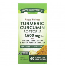 Nature's Truth, Turmeric Curcumin plus Ginger, Astragalus and Black Pepper Extract, 800 mg, 60 Rapid Release Liquid Softgels