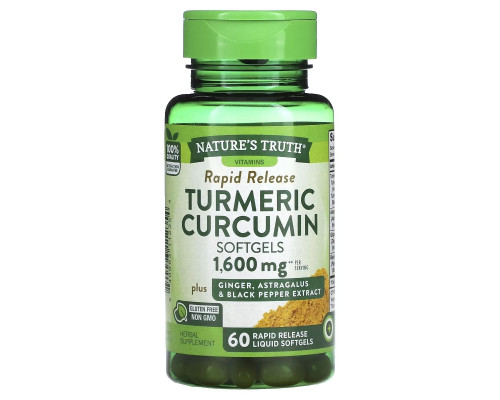 Nature's Truth, Turmeric Curcumin plus Ginger, Astragalus and Black Pepper Extract, 800 mg, 60 Rapid Release Liquid Softgels Nature's Truth, Turmeric Curcumin plus Ginger, Astragalus and Black Pepper Extract, 800 mg, 60 Rapid Release Liquid Softgels