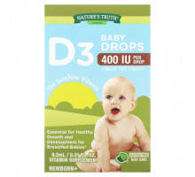 Витамин D Nature's Truth, Vitamins, капли для детей D3, для новорожденных, 400 МЕ, 9,2 мл (0,31 жидк. Унции)
