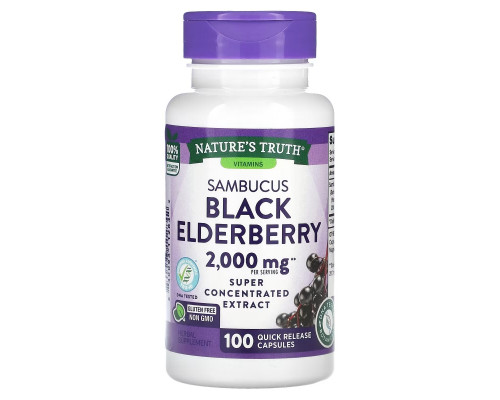 Nature's Truth, Sambucus Black Elderberry, 1,000 mg, 100 Quick Release Capsules Nature's Truth, Sambucus Black Elderberry, 1,000 mg, 100 Quick Release Capsules