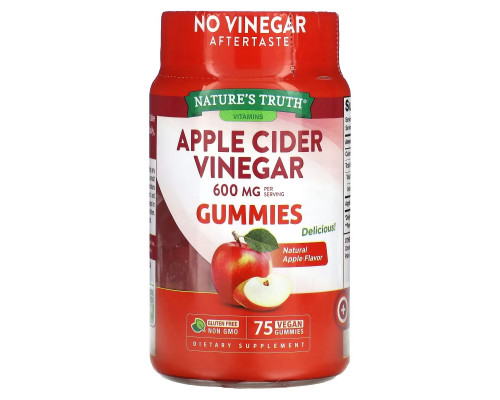 Nature's Truth, Apple Cider Vinegar, Natural Apple, 200 mg, 75 Vegan Gummies Nature's Truth, Apple Cider Vinegar, Natural Apple, 200 mg, 75 Vegan Gummies