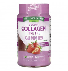 Nature's Truth, Beauty Collagen Gummies, Types 1 + 3, Natural Strawberry, 60 Gummies