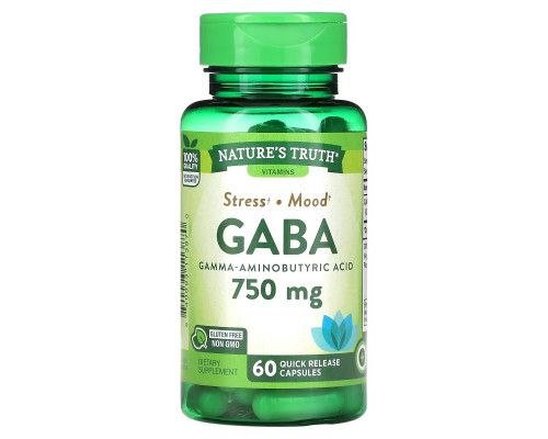 Nature's Truth, Gaba, Gamma Aminobutyric Acid, 750 mg, 60 Quick Release Capsules Nature's Truth, Gaba, Gamma Aminobutyric Acid, 750 mg, 60 Quick Release Capsules