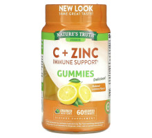 Nature's Truth, C + Zinc, Immune Support, Natural Lemon, 60 Vegan Gummies