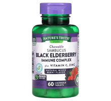 Nature's Truth, Sambucus Black Elderberry Immune Complex Plus Vitamin C & Zinc, Natural Mixed Berry, 60 Chewable Tablets